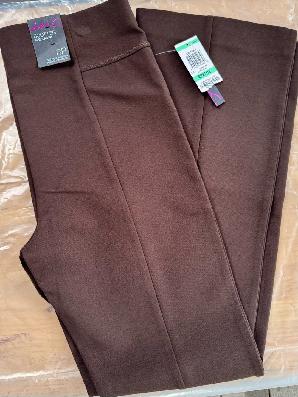 INC International Concepts Brown Bootleg Pants Petite 8P NWT